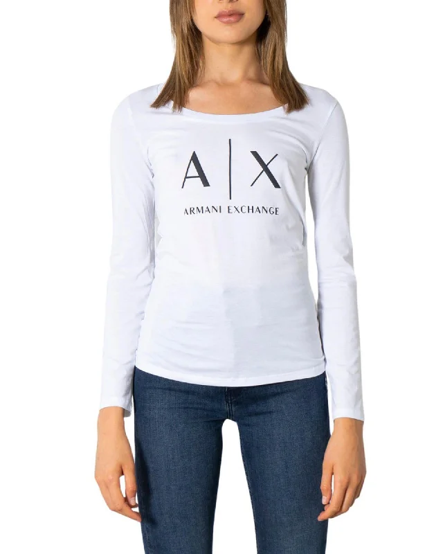 Armani Exchange  AX Logo Long Sleeve TShirt for Women-- Boxy Fit Fitted Loose