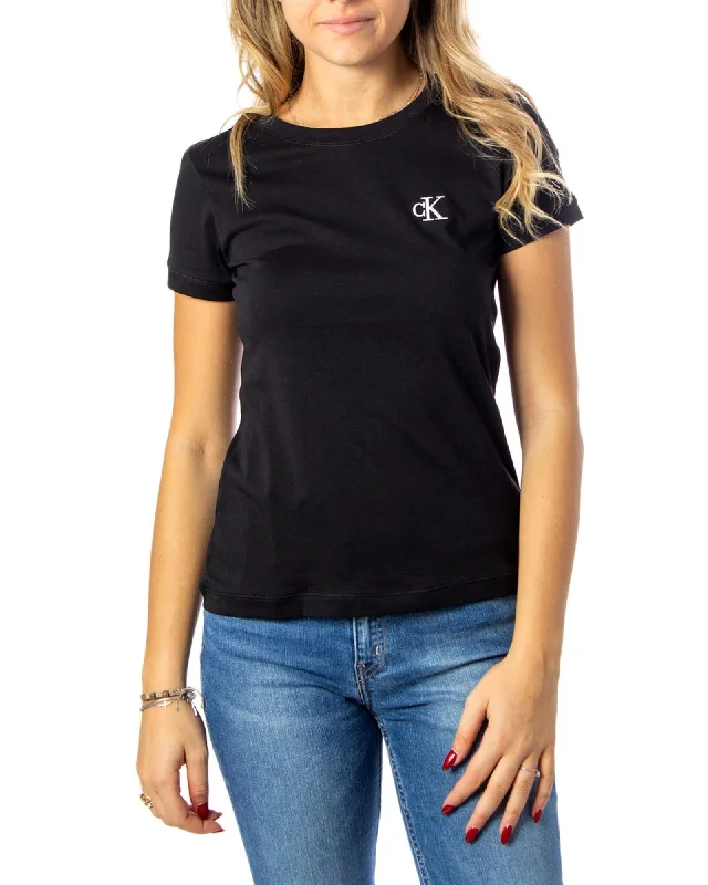 Calvin Klein Jeans  Women's CK Logo T-Shirt-- Fitted T-Shirt Seamless Stretchy