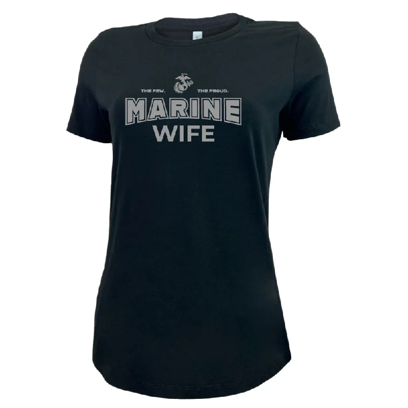 Marines Wife Ladies T-Shirt (Black)-- Terry Blend Velvet Blend Canvas Blend