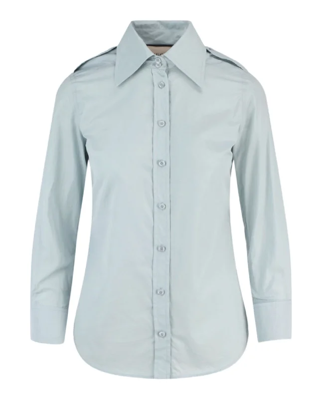 Gucci Womens Fine Cotton Poplin Shirt-- Plaid T-Shirt Polka Dot Checkered