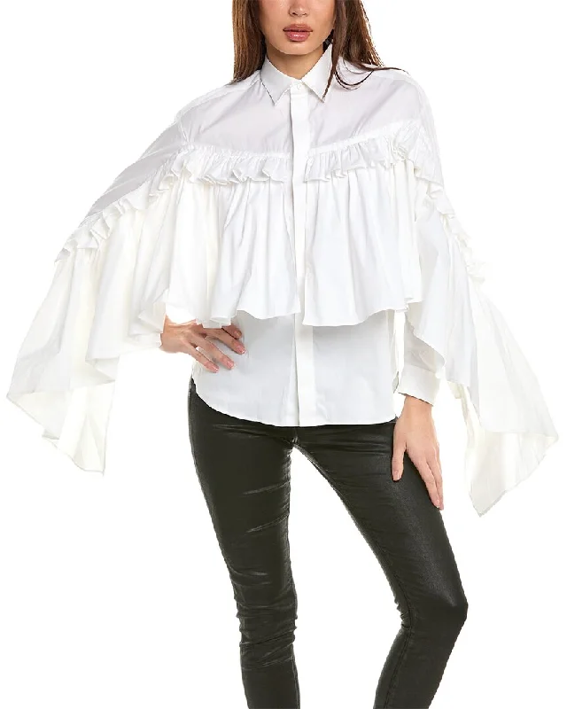 Red Valentino Shirt-- Ribbed T-Shirt High Neck Heavyweight