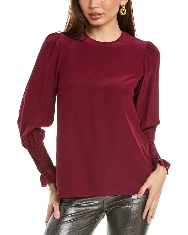 Red Valentino Silk Shirt-- V-Neck T-Shirt Long Sleeve Cotton
