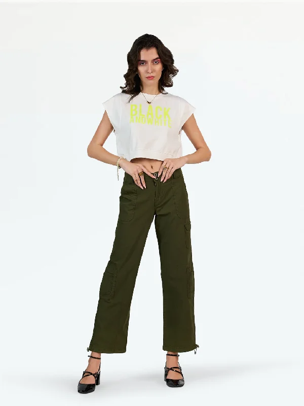 Women White Typography Printed T-shirt-- Ribbed T-Shirt High Neck Heavyweight