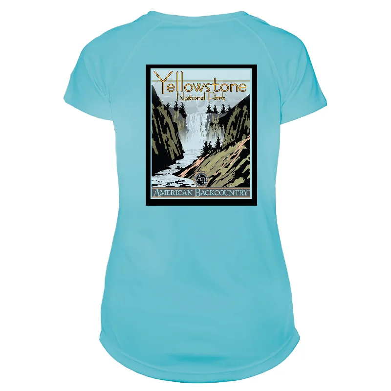 Yellowstone National Park Vintage Destinations Microfiber Women's T-Shirt-- Polka Dot Checkered Tartan Yellowstone National Park Vintage Destinations Microfiber Women's T-Shirt-- Polka Dot Checkered Tartan