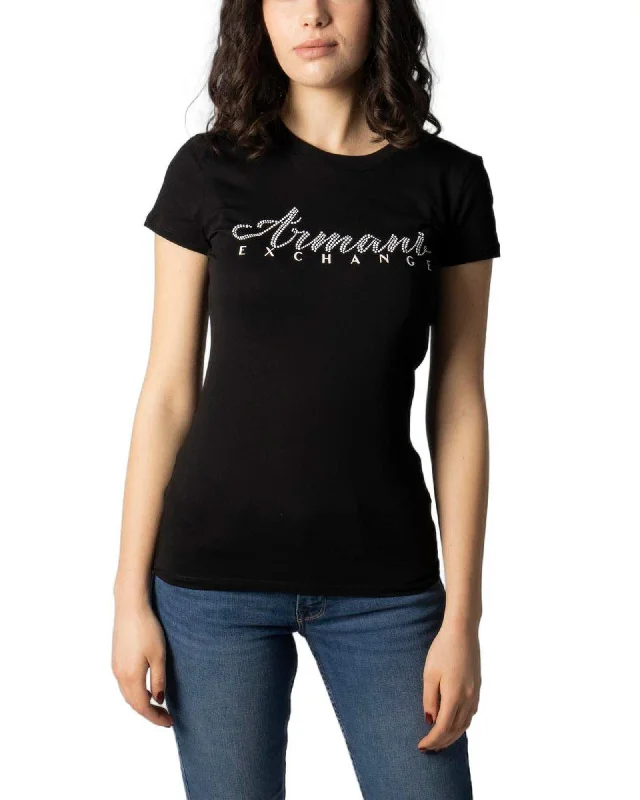 Armani Exchange Womens Graphic TShirt Black-- Lace Blend Ribbed Blend Corduroy Blend Armani Exchange Womens Graphic TShirt Black-- Lace Blend Ribbed Blend Corduroy Blend