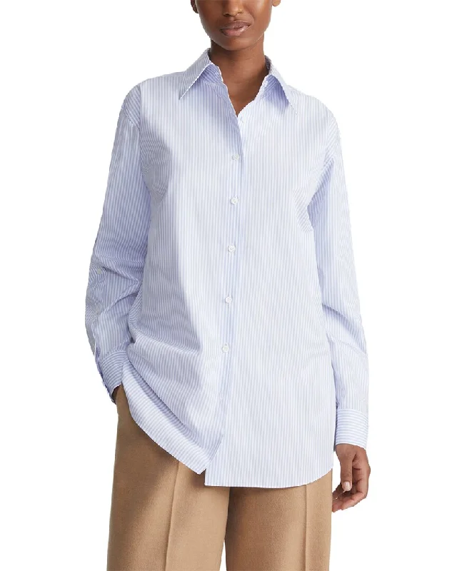 Lafayette 148 New York Button Sleeve Oversized Shirt-- Spandex Blend Rayon Blend Denim Blend