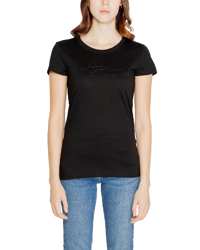 Armani Exchange  Women's Graphic T-Shirt  Black-- Asymmetrical Pockets Print