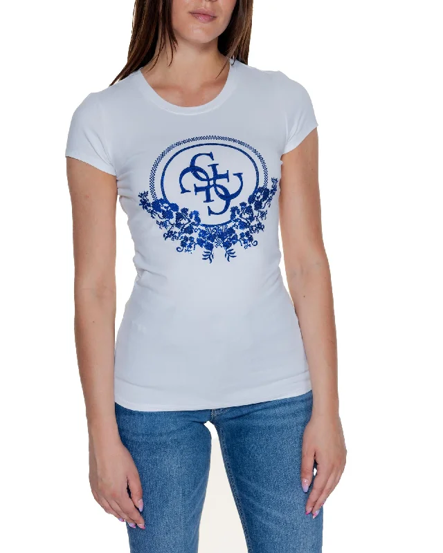 Guess  Women's Logo T-Shirt - White-- Thin T-Shirt Open Front Quick Dry