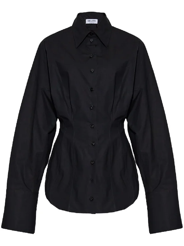 The Attico Women's Shirts Black-- Rayon Velvet Corduroy