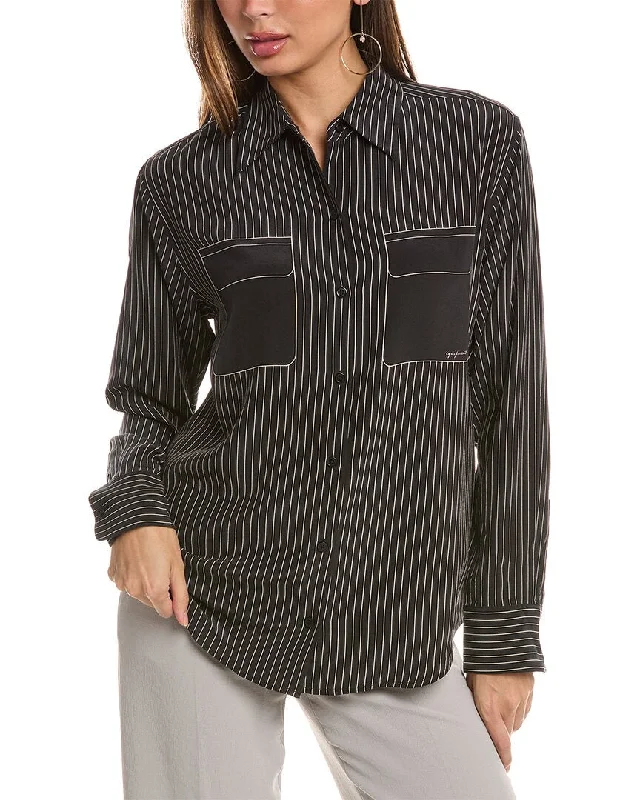 Equipment Signature Silk Shirt-- Front Pockets Side Pockets Patch Pockets