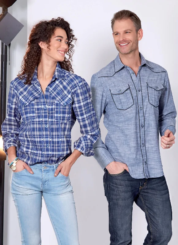 McCalls Unisex Shirt M7980-- Plaid T-Shirt Polka Dot Checkered