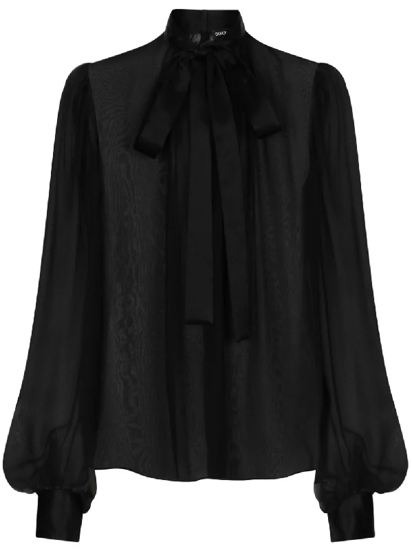 Dolce & Gabbana Women's Shirts Black-- Collared Crew Neck Turtle Neck