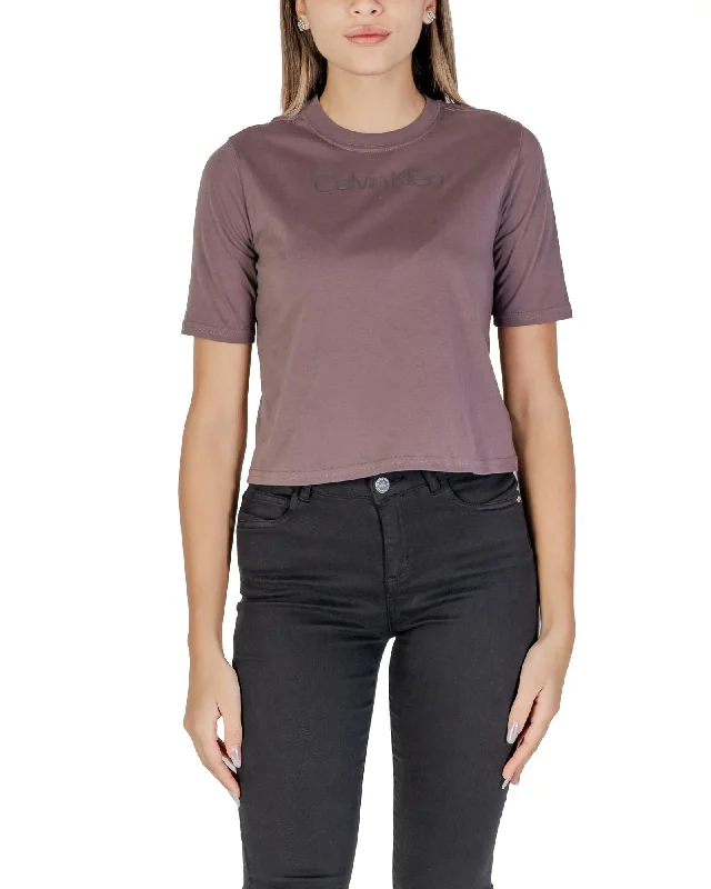 Calvin Klein Sport  Logo TShirt for Women - Purple-- Satin Blend Silk Blend Wool Blend