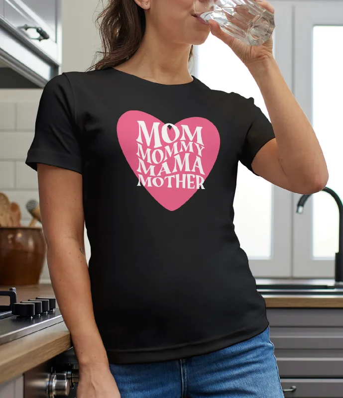 Heartfelt Mom Variations Heart T-Shirt-- Polka Dot Checkered Tartan