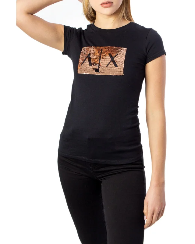 Armani Exchange  Womens Sequin Logo TShirt-- Chenille Blend Fleece Blend Nylon Blend