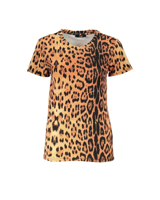 Cavalli Class  Womens Leopard Print TShirt-- Satin Fabric Silk Fabric Chiffon Fabric