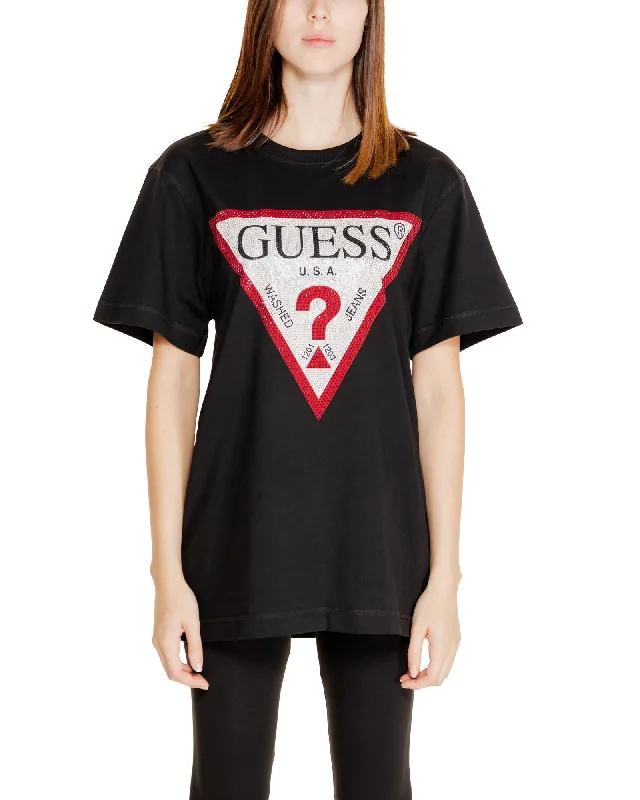 Guess Womens Classic Logo TShirt with Rhinestone Detail Black-- Layered Multi-layer Single Layer Guess Womens Classic Logo TShirt with Rhinestone Detail Black-- Layered Multi-layer Single Layer