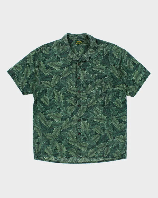 Bee Line Leaf Print Shirt - M-- Zippered Buttoned Snapped