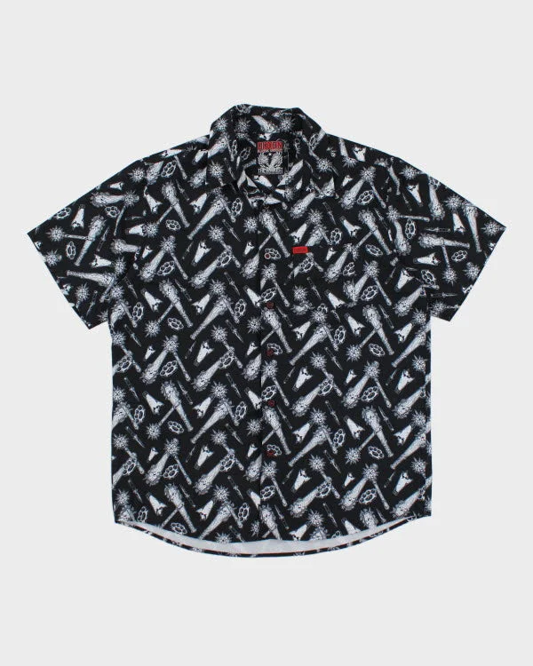 Y2k 00s Dixxon All over Print Shirt - XL-- Hooded Caped Shawl Collar