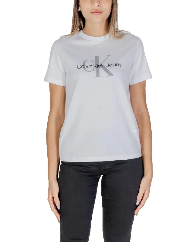 Calvin Klein Jeans Printed Cotton Round Neck T-Shirt with Short Sleeves-- Machine Wash Dry Clean Hand Wash