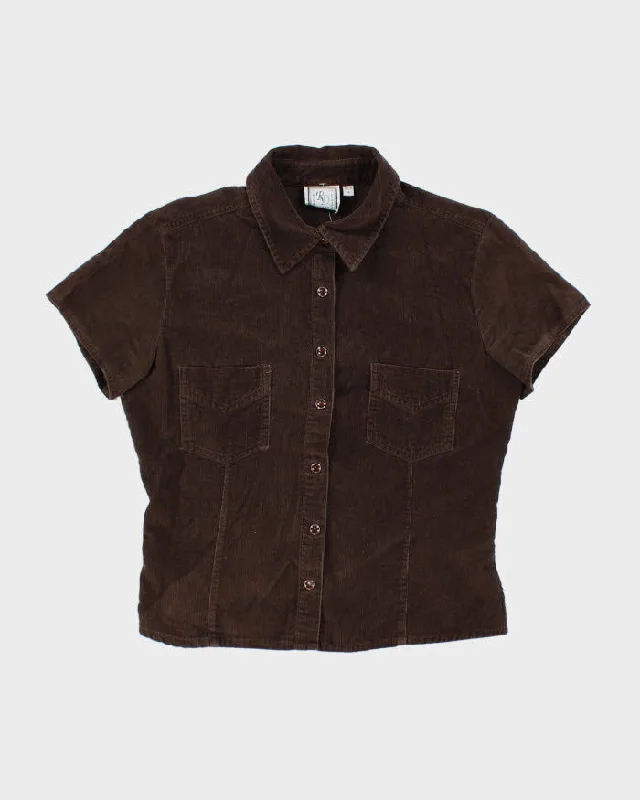 Vintage 00s Brown Cord Shirt - M-- Embroidered Appliqued Beaded