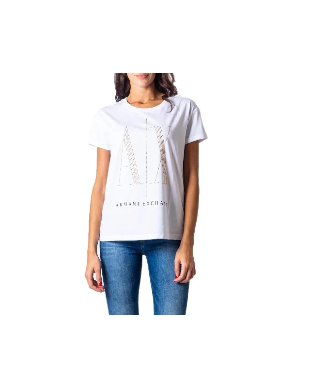Armani Exchange Women's AX Logo T-Shirt - White-- Welt Pockets Slit Pockets Flap Pockets Armani Exchange Women's AX Logo T-Shirt - White-- Welt Pockets Slit Pockets Flap Pockets