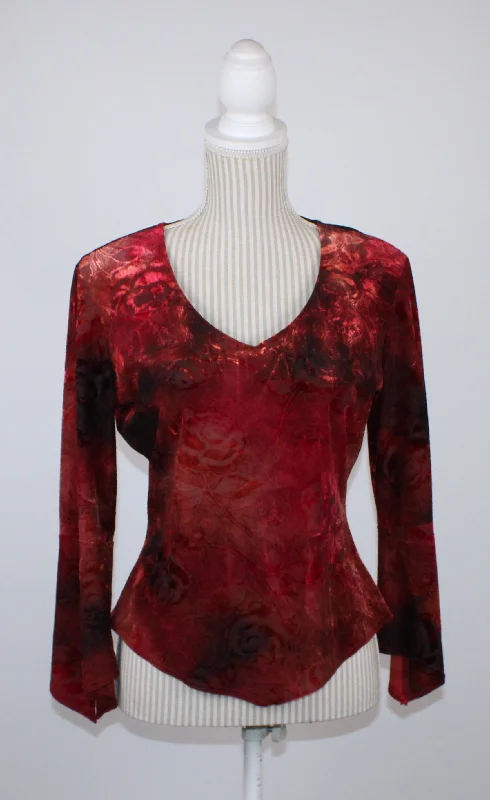 LIBRA RED VELVET SHIRT LADIES MEDIUM PRE-LOVED-- Front Pockets Side Pockets Patch Pockets LIBRA RED VELVET SHIRT LADIES MEDIUM PRE-LOVED-- Front Pockets Side Pockets Patch Pockets
