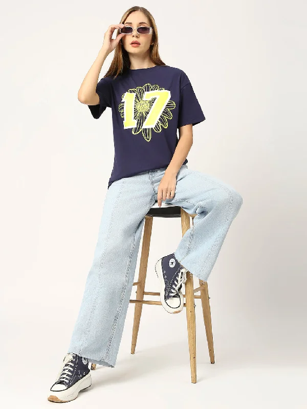 Royal Blue Basic Oversized Women T-Shirt-- Rayon Velvet Corduroy