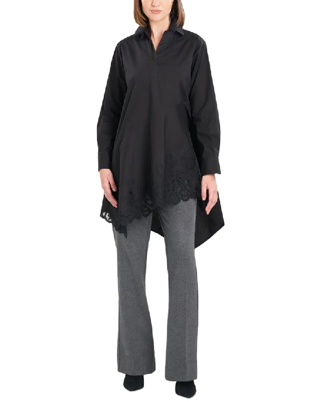 Natori Poplin Flounce Shirt-- Mesh Canvas Denim