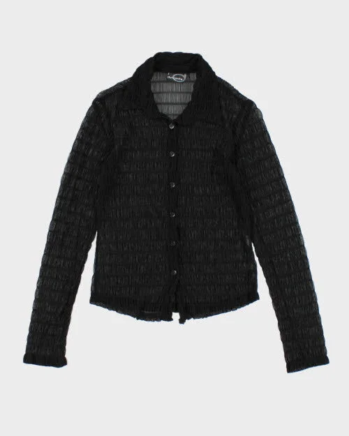 Y2k 00s Dynamite Mesh Shirt - S-- Houndstooth Herringbone Solid