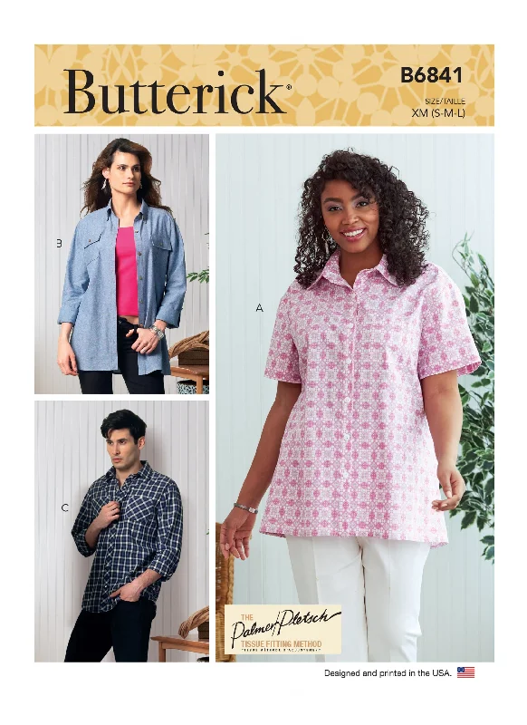 Butterick Unisex Shirts B6841-- Print Jacquard Patchwork