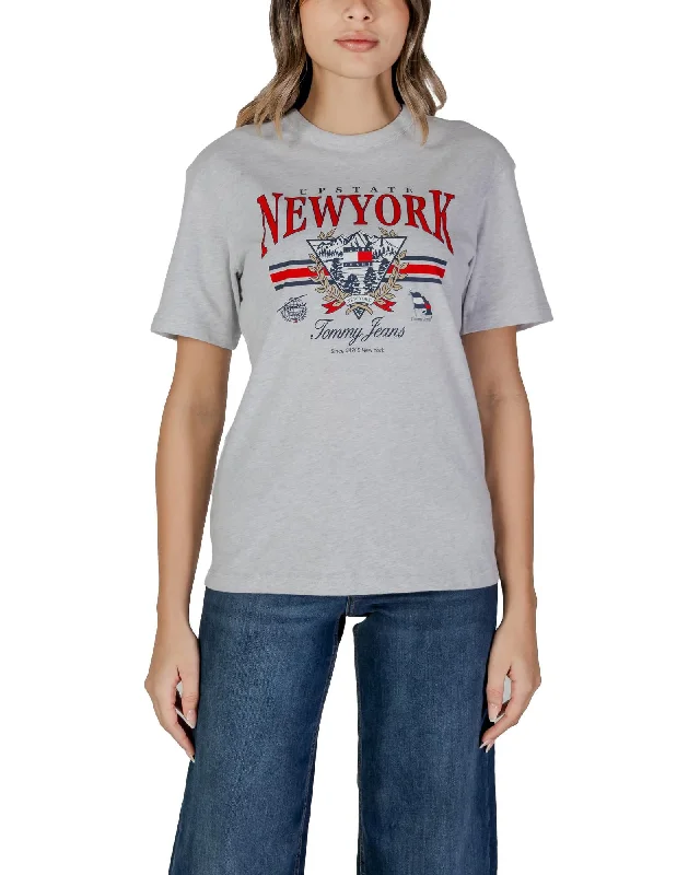 Tommy Hilfiger Jeans Printed Round Neck Cotton T-shirt with Short Sleeves-- Anti-Shrink Durable Soft
