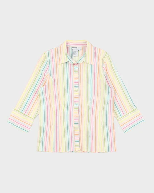 Y2k 00s Lana Lee Stripe Shirt - S-- Welt Pockets Slit Pockets
