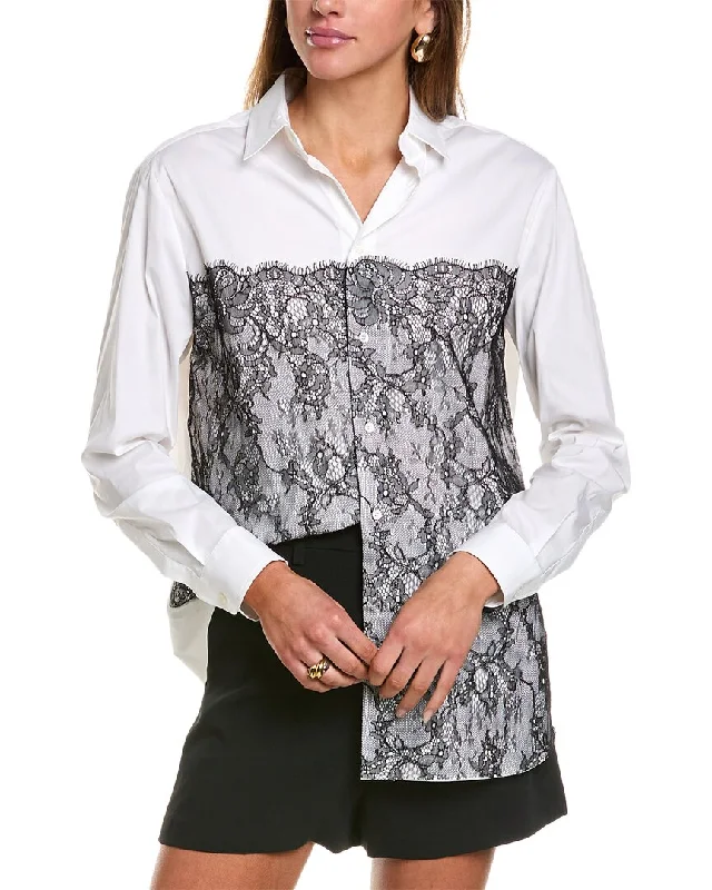 Red Valentino Lace Shirt-- Polka Dot Checkered Tartan