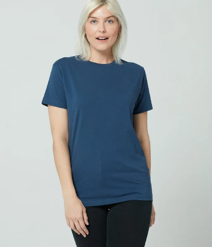 Unisex T-Shirt - Navy-- Collared Crew Neck Turtle Neck
