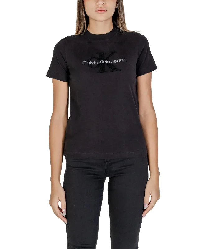 Calvin Klein Jeans  Womens Logo TShirt Black-- Cashmere Blend Cotton Blend Poly Blend