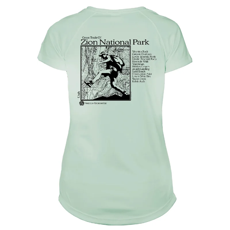 Zion National Park Great Trails Microfiber Women's T-Shirt-- Print Jacquard Patchwork Zion National Park Great Trails Microfiber Women's T-Shirt-- Print Jacquard Patchwork