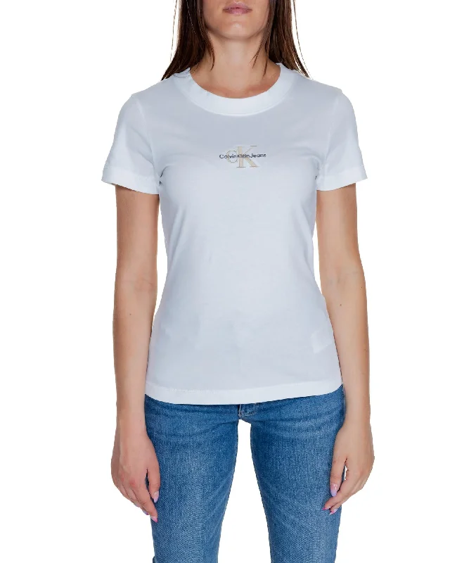 Calvin Klein Jeans CKJ Slim Fit Jersey Tee Women's T-Shirt-- Fitted T-Shirt Seamless Stretchy Calvin Klein Jeans CKJ Slim Fit Jersey Tee Women's T-Shirt-- Fitted T-Shirt Seamless Stretchy