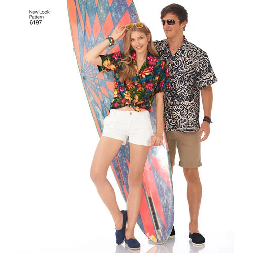 New Look Unisex Shirts N6197-- Striped Floral Plaid
