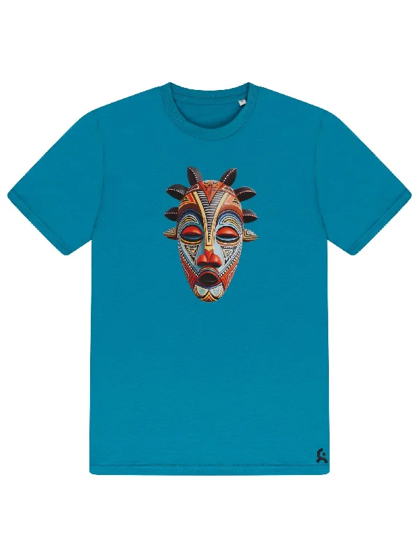 Ocean Depth Multicoloured Mask “Sanfa” T-shirt-- Real Fur Shearling Chenille