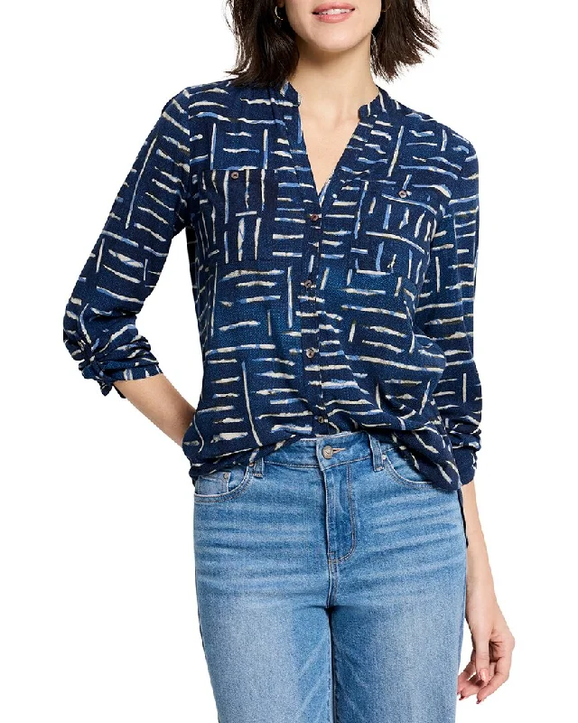 Nic & Zoe Indigo Dash Live In Shirt-- Spandex Blend Rayon Blend Denim Blend