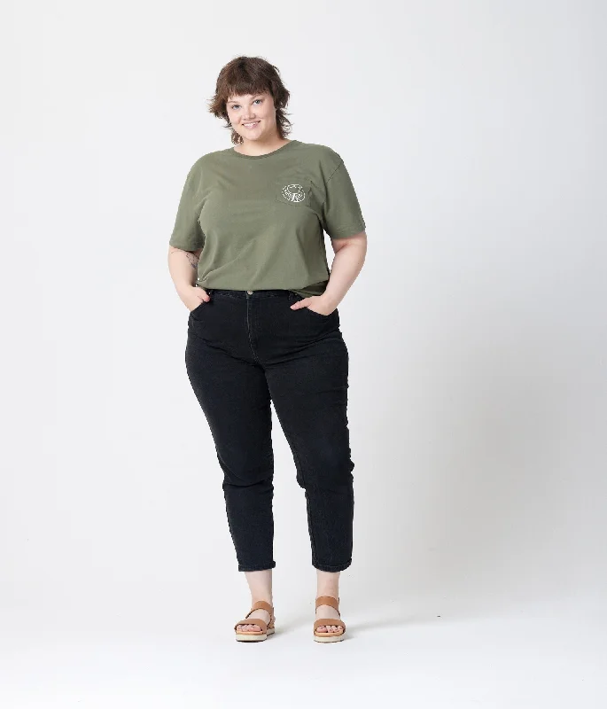 Keep Radio Public Pocket T-Shirt - Army-- Houndstooth Herringbone Solid
