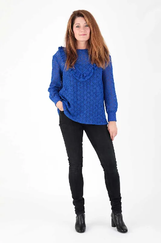 Schnittchen Patterns Kiki Ruffle Shirt-- Mesh Blend Leather Blend Suede Blend