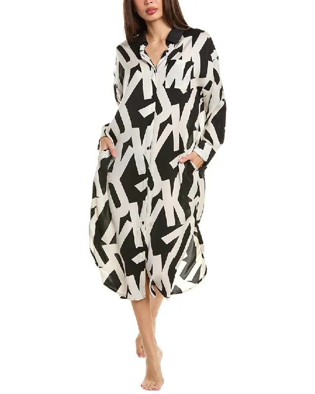 Dkny Oversized Maxi Sleep Shirt-- Mesh Blend Leather Blend Suede Blend
