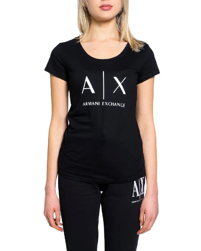 Armani Exchange AX Logo T-Shirt for Women Black-- Front Pockets Side Pockets Patch Pockets Armani Exchange AX Logo T-Shirt for Women Black-- Front Pockets Side Pockets Patch Pockets