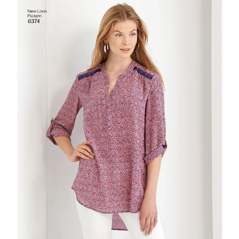 New Look Shirts N6374-- Collared T-Shirt Boat Neck A-Line