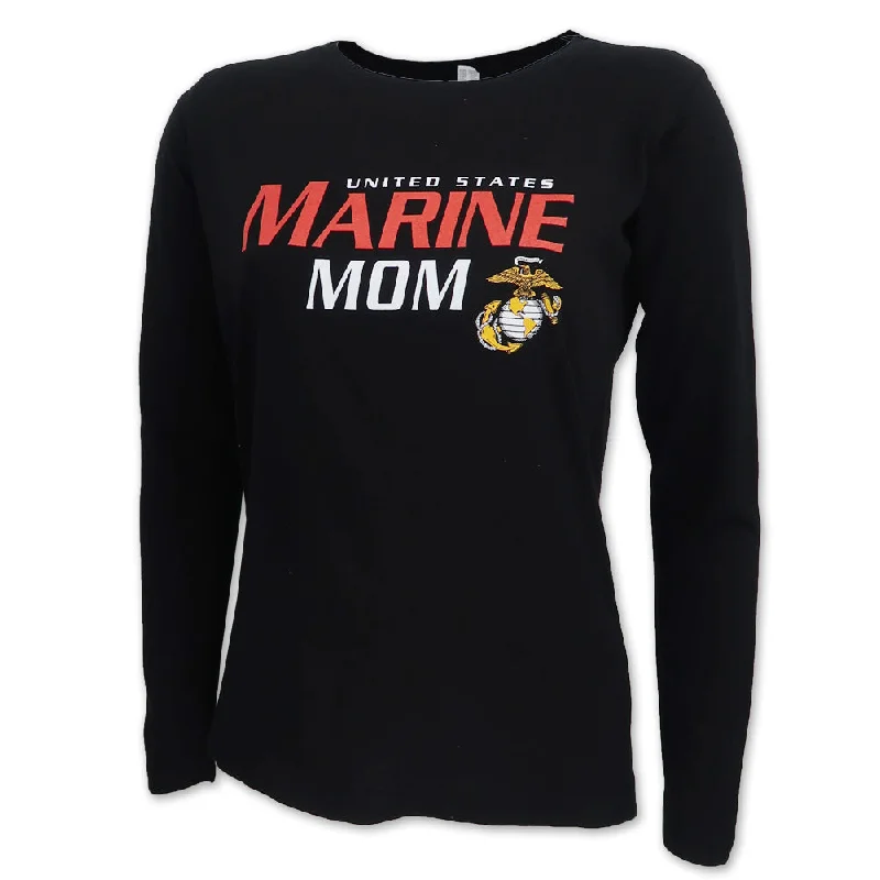 Ladies United States Marine Mom Long Sleeve T-Shirt (Black)-- Knit Fabric Woven Fabric Fleece Fabric Ladies United States Marine Mom Long Sleeve T-Shirt (Black)-- Knit Fabric Woven Fabric Fleece Fabric