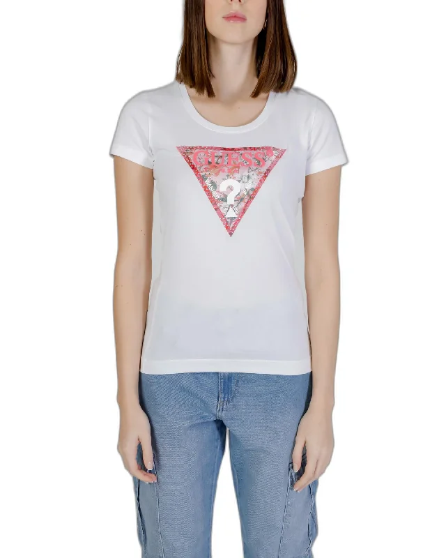 Guess  Women's Classic Logo T-Shirt White-- Fleece Fabric Down Fabric Feather Fabric