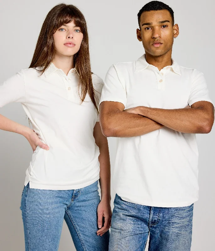Unisex Polo Shirt - White-- Welt Pockets Slit Pockets