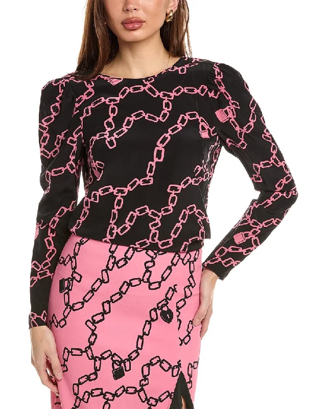 Red Valentino Silk Shirt-- Polka Dot Checkered Tartan